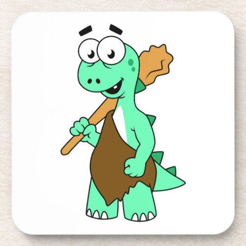 A Cartoon Tyrannosaurus Rex Caveman Beverage Coaster