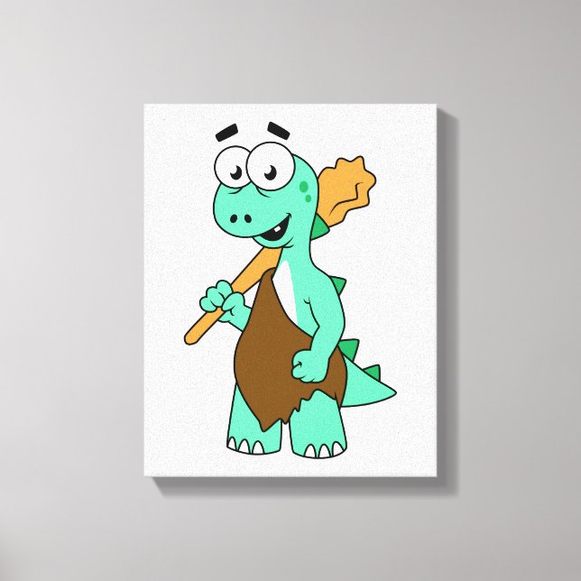A Cartoon Tyrannosaurus Rex Caveman. Canvas Print (Front)