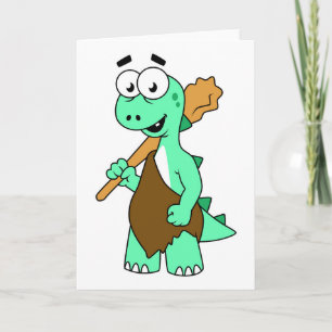 A Cartoon Tyrannosaurus Rex Caveman. Card