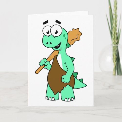 A Cartoon Tyrannosaurus Rex Caveman Card