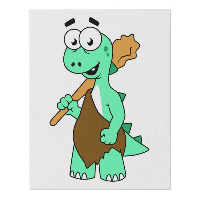 A Cartoon Tyrannosaurus Rex Caveman. Faux Canvas Print (Front)