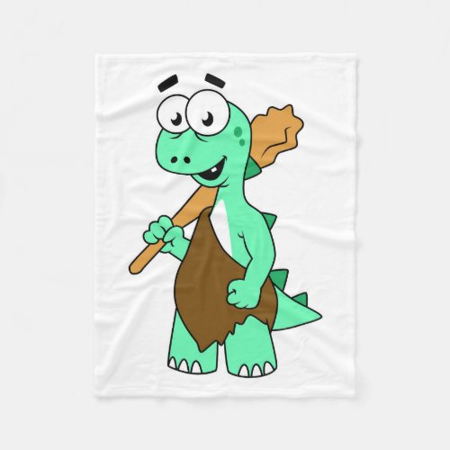 A Cartoon Tyrannosaurus Rex Caveman Fleece Blanket