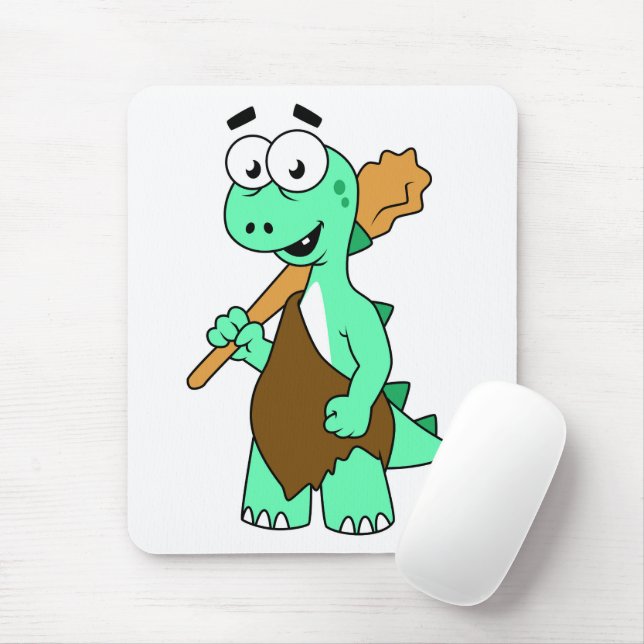 A Cartoon Tyrannosaurus Rex Caveman. Mouse Pad (With Mouse)