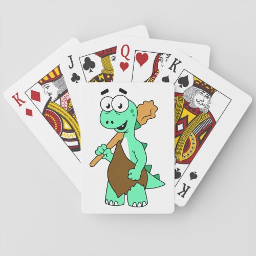 A Cartoon Tyrannosaurus Rex Caveman Playing Cards