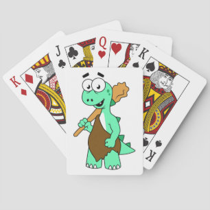 A Cartoon Tyrannosaurus Rex Caveman. Poker Cards