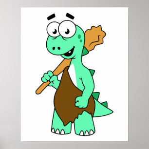 A Cartoon Tyrannosaurus Rex Caveman. Poster