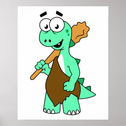 A Cartoon Tyrannosaurus Rex Caveman Poster