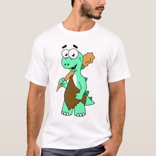 A Cartoon Tyrannosaurus Rex Caveman T_Shirt