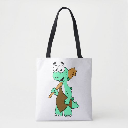 A Cartoon Tyrannosaurus Rex Caveman Tote Bag