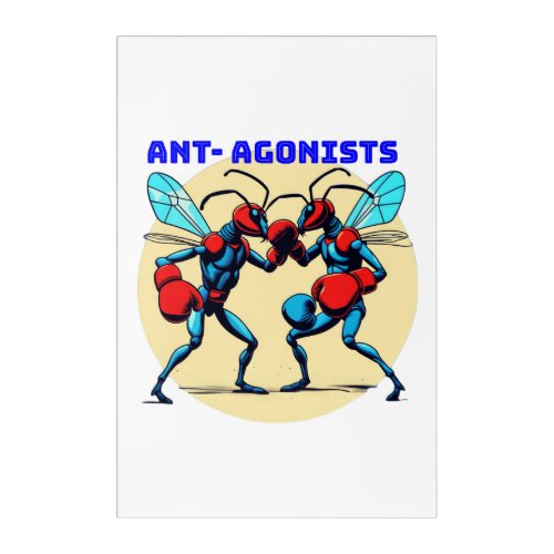 A Cartoonish Image Of Two Ants Fighting Acrylic Print
