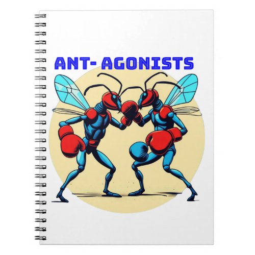 A Cartoonish Image Of Two Ants Fighting Notebook