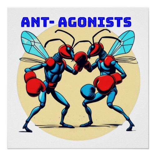 A Cartoonish Image Of Two Ants Fighting Poster