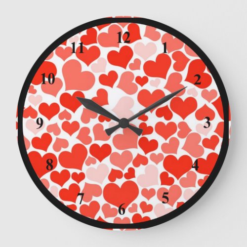 A Cascade of Love _  Hearts Pattern Large Clock