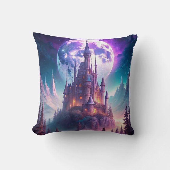 A Castle in Winter Throw Pillow (Front)
