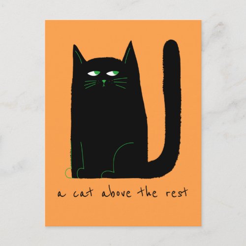 A Cat Above The Rest Cute Cat Humor Black Orange Postcard