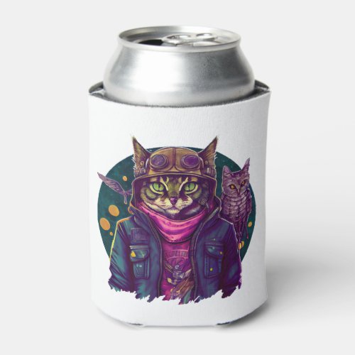 A Cat And An Owl  Can Cooler