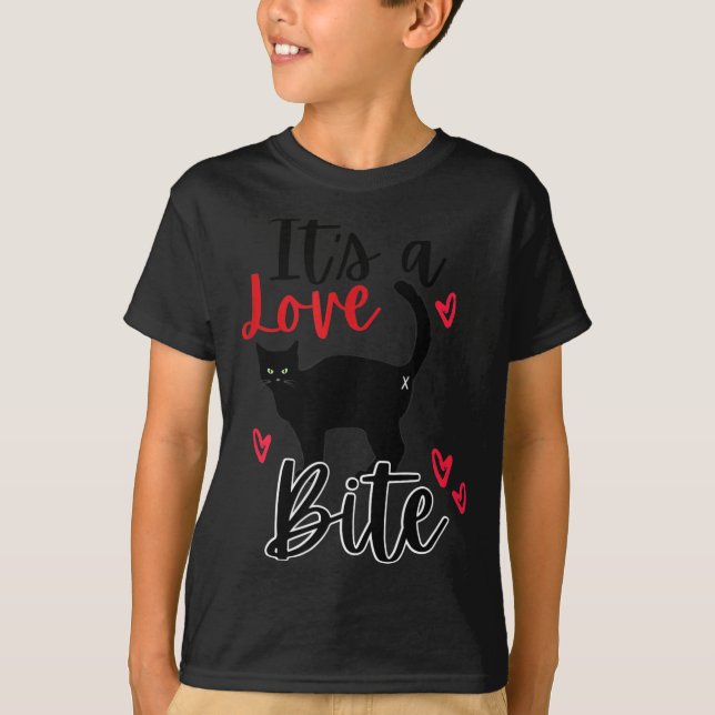 A Cat Bite Means Love, Kitty Valentines  T-Shirt (Front)