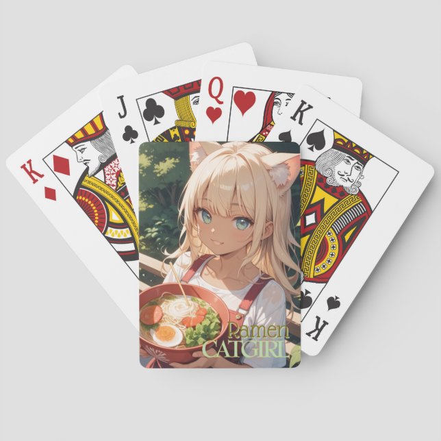 A Cat-Ear Girl Who Eats Ramen Poker Cards (Back)