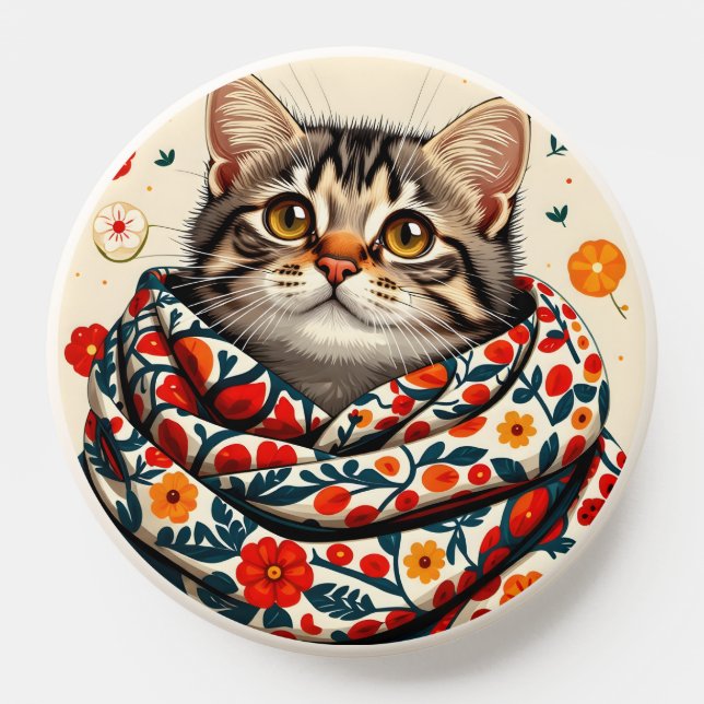 a cat in a blanket PopSocket (Popsocket)