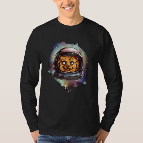 a cat in an astronauts helmet vector art t_shirt