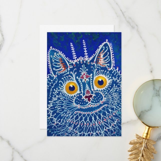 A Cat in Gothic Style by Louis Wain Thank You Card (Front/Back In Situ)