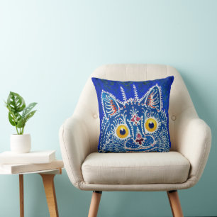 A cat in gothic style by Louis Wain Throw Pillow