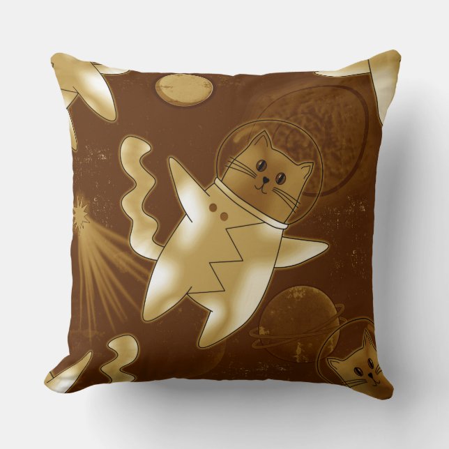 A cat in outer space. throw pillow (Front)