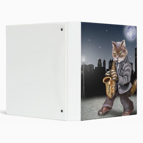 A Cat In The Night With Saxophones_ Cat Lover Gift 3 Ring Binder