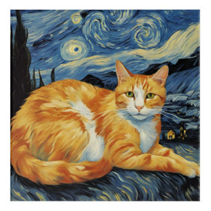 A Cat in The Starry Night Acrylic Print