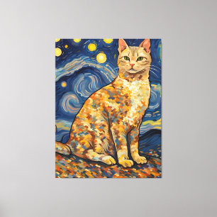 A Cat in The Starry Night Canvas Print