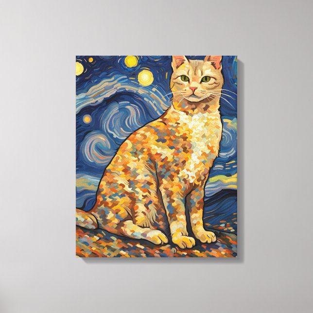 A Cat in The Starry Night Canvas Print (Front)
