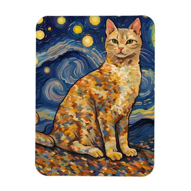 A Cat in The Starry Night Magnet (Vertical)