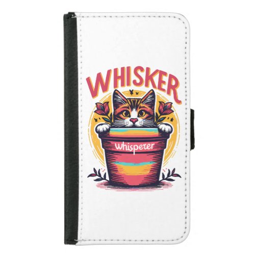 A cat peeking out from behind a flowerpot samsung galaxy s5 wallet case