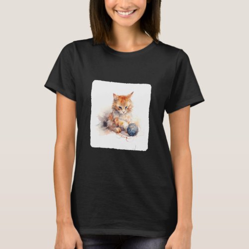 A Cat Playing With A Ball Of Yarn Feline Toy Paws  T_Shirt