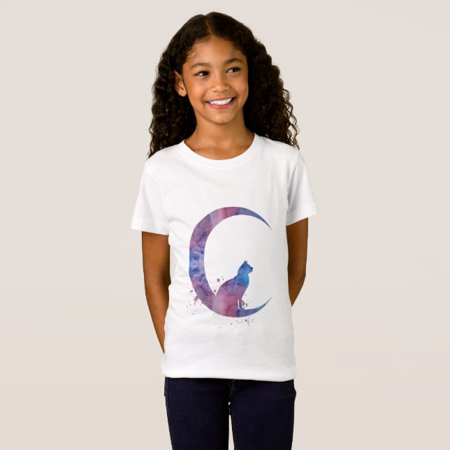A cat sitting on the moon T-Shirt (Front Full)