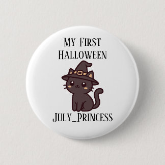 A cat wearing a hat for cat lovers and holidays button