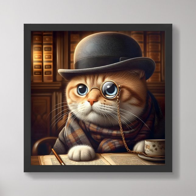 A Cat Wearing a Monocle IV Framed Art (Framed Front)