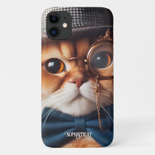 A cat wearing a monocle VII iPhone 11 Case