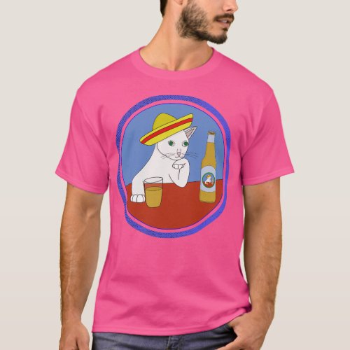 A cat Wearing a Sombrero and Drinking 2 T_Shirt