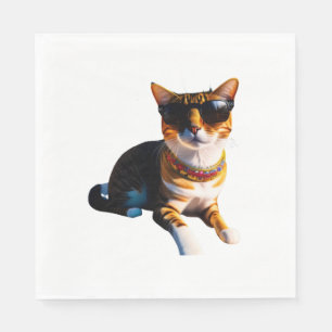 A cat wearing sunglasses napkins