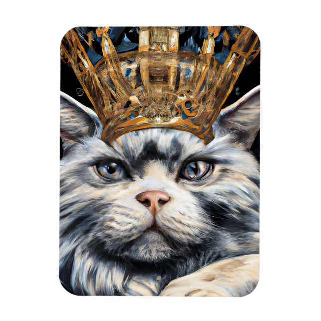 A Cat With a Crown Magnet (Vertical)