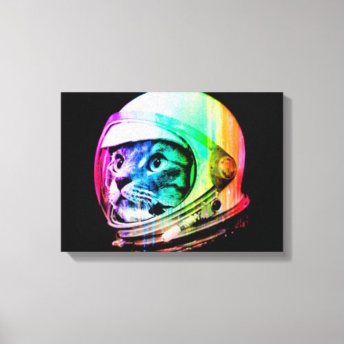 A cat with an astronaut dream canvas print