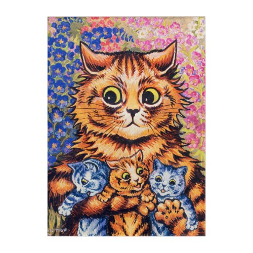 A Cat with her Kittens by Louis Wain Acrylic Print