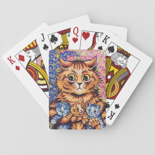 A Cat with her Kittens by Louis Wain Poker Cards