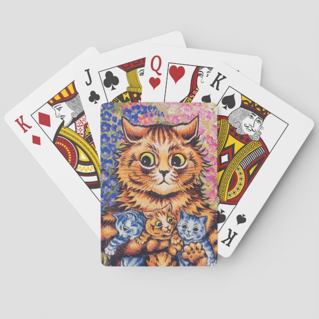 A Cat with her Kittens by Louis Wain Poker Cards (Back)