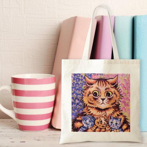 A Cat with her Kittens Louis Wain Tote Bag
