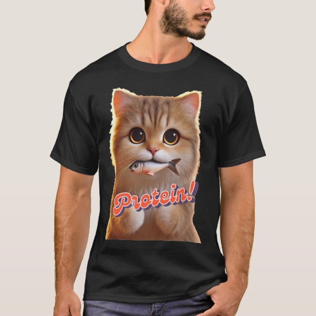A cat with its meal T-Shirt (Front)