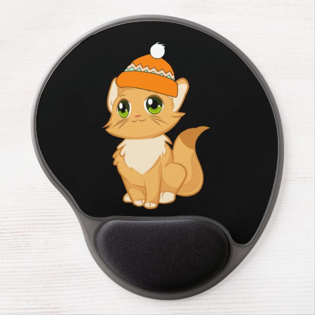 A Cat With Winter Hat Funny Design Gel Mouse Pad (Front)
