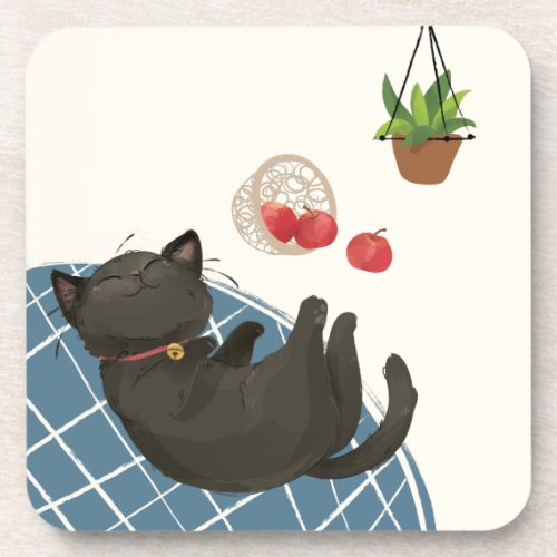 A Cats Day _ Apple of my Eye Beverage Coaster