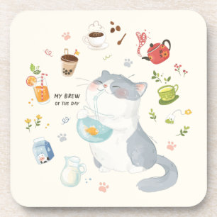 A Cat's Day - My Cat Brew of the Day Beverage Coaster